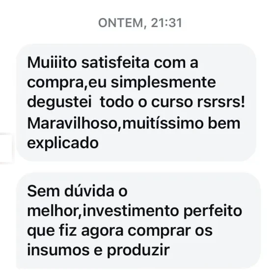 Print de aluna elogiando a didática e explicação passo a passo do curso