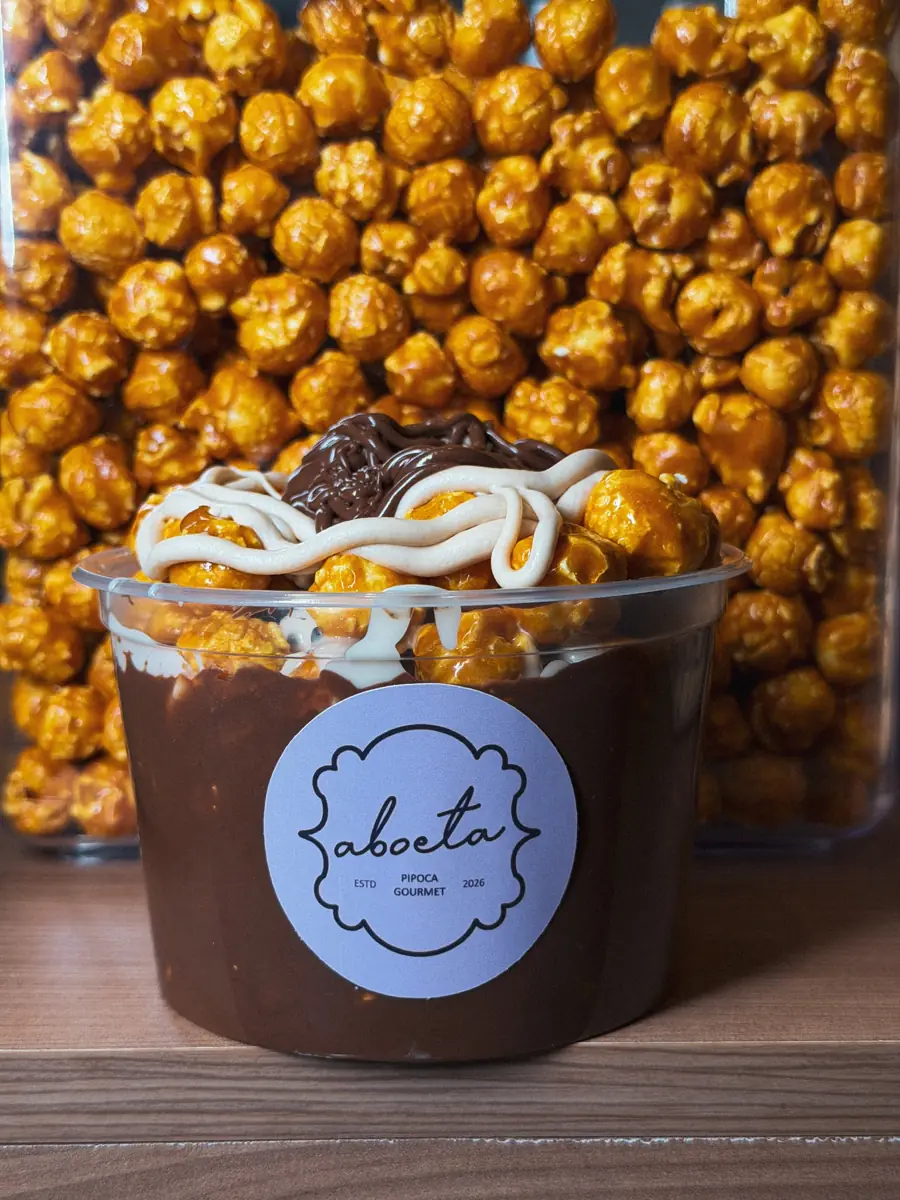 Balde artesanal de pipoca gourmet Aboeta sabor Caramelo Tradicional